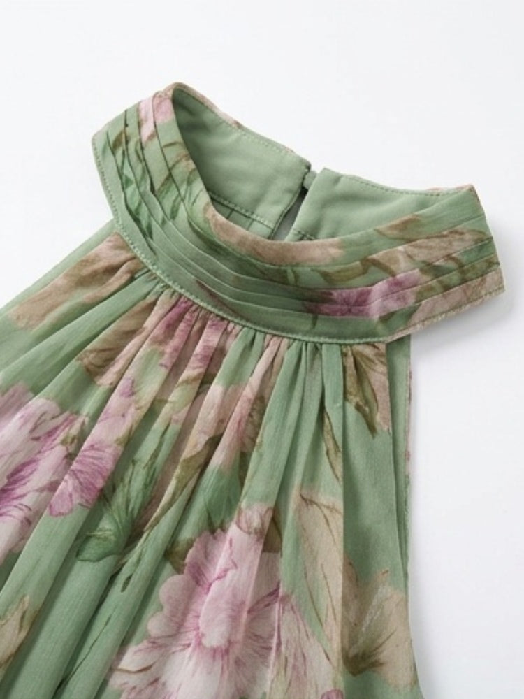 Adèle™ | Floral Chiffon Halter Maxi Dress