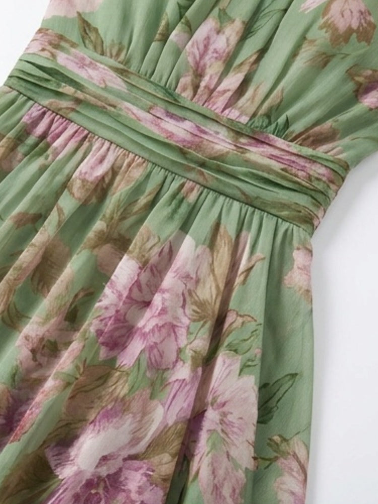 Adèle™ | Floral Chiffon Halter Maxi Dress