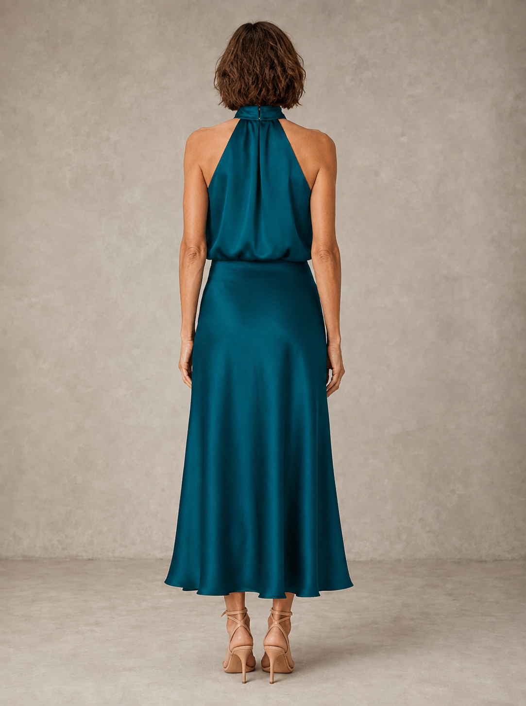 Felicia | Fluid Cowl Halter Dress