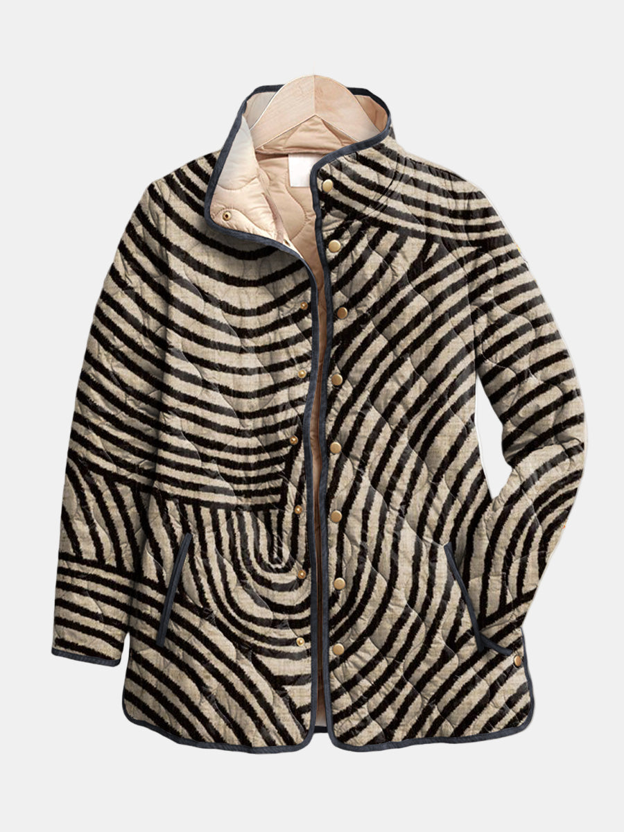 Wren - Retro Circle Print Quilted Jacket