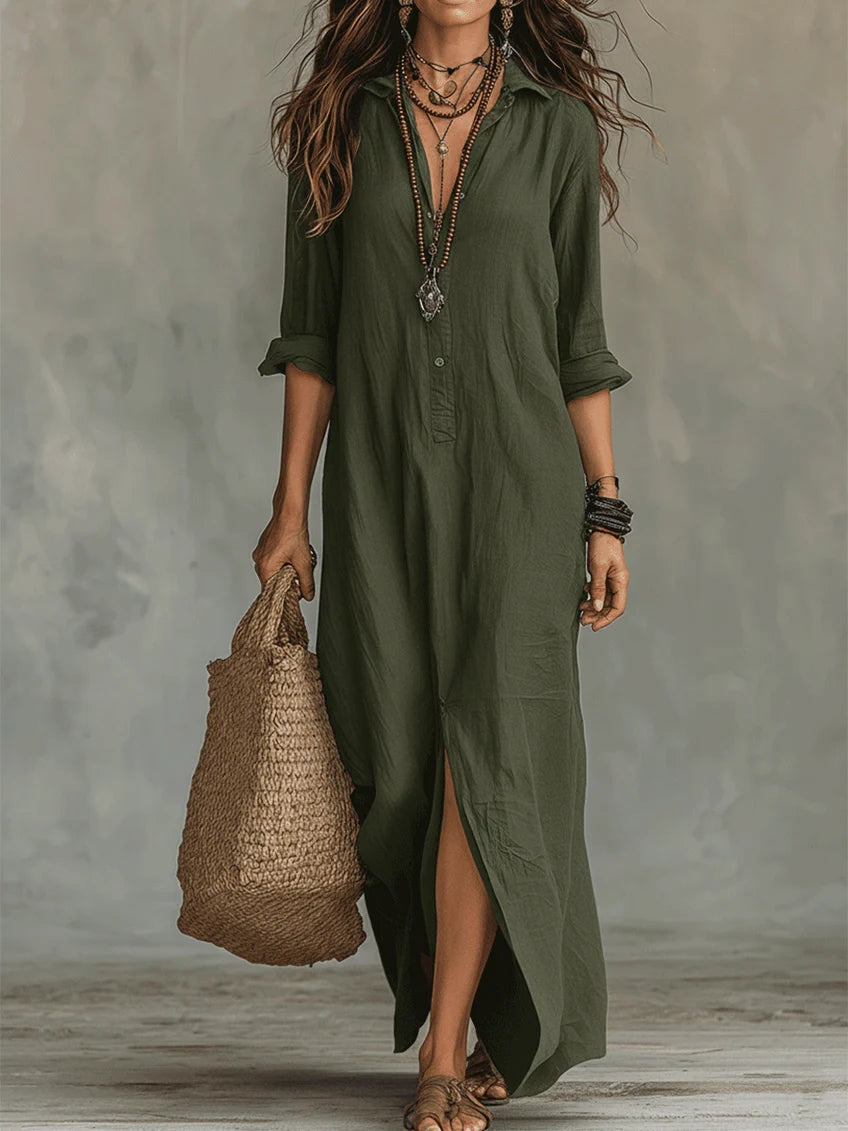 Soline™ | Maxi Dress with Buttons