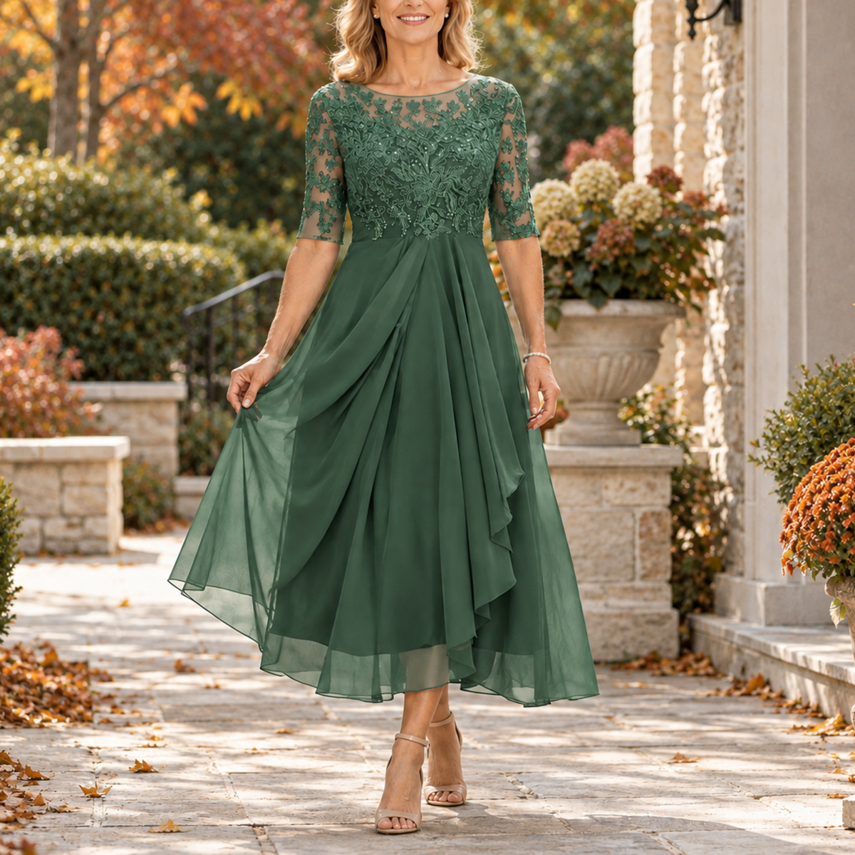 Abella | Lace and Chiffon Dress