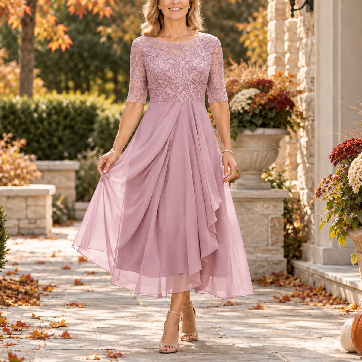 Abella | Lace and Chiffon Dress