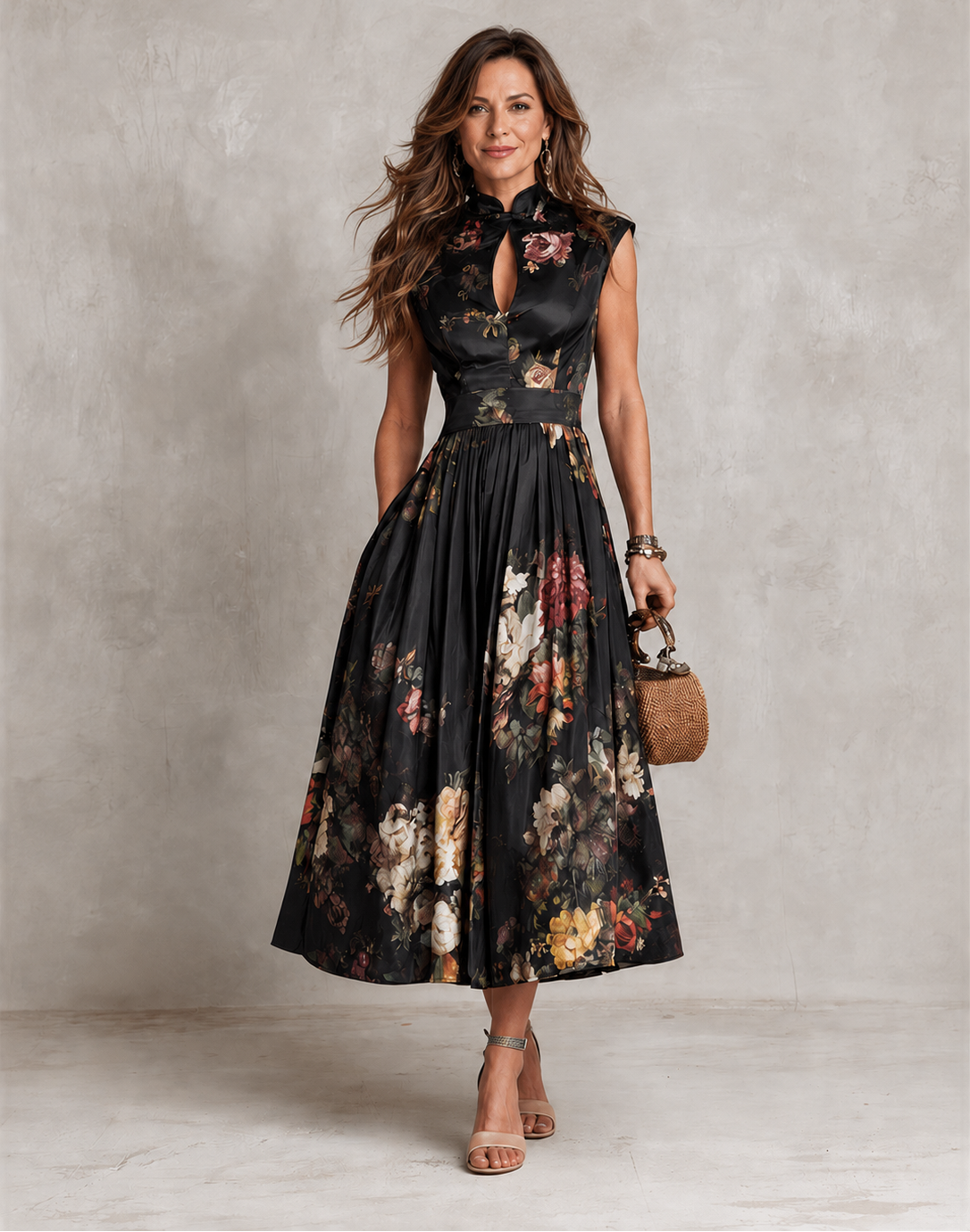 Brigitta | Elegant Keyhole Pleated Dress