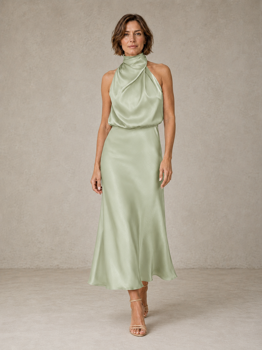 Felicia | Fluid Cowl Halter Dress
