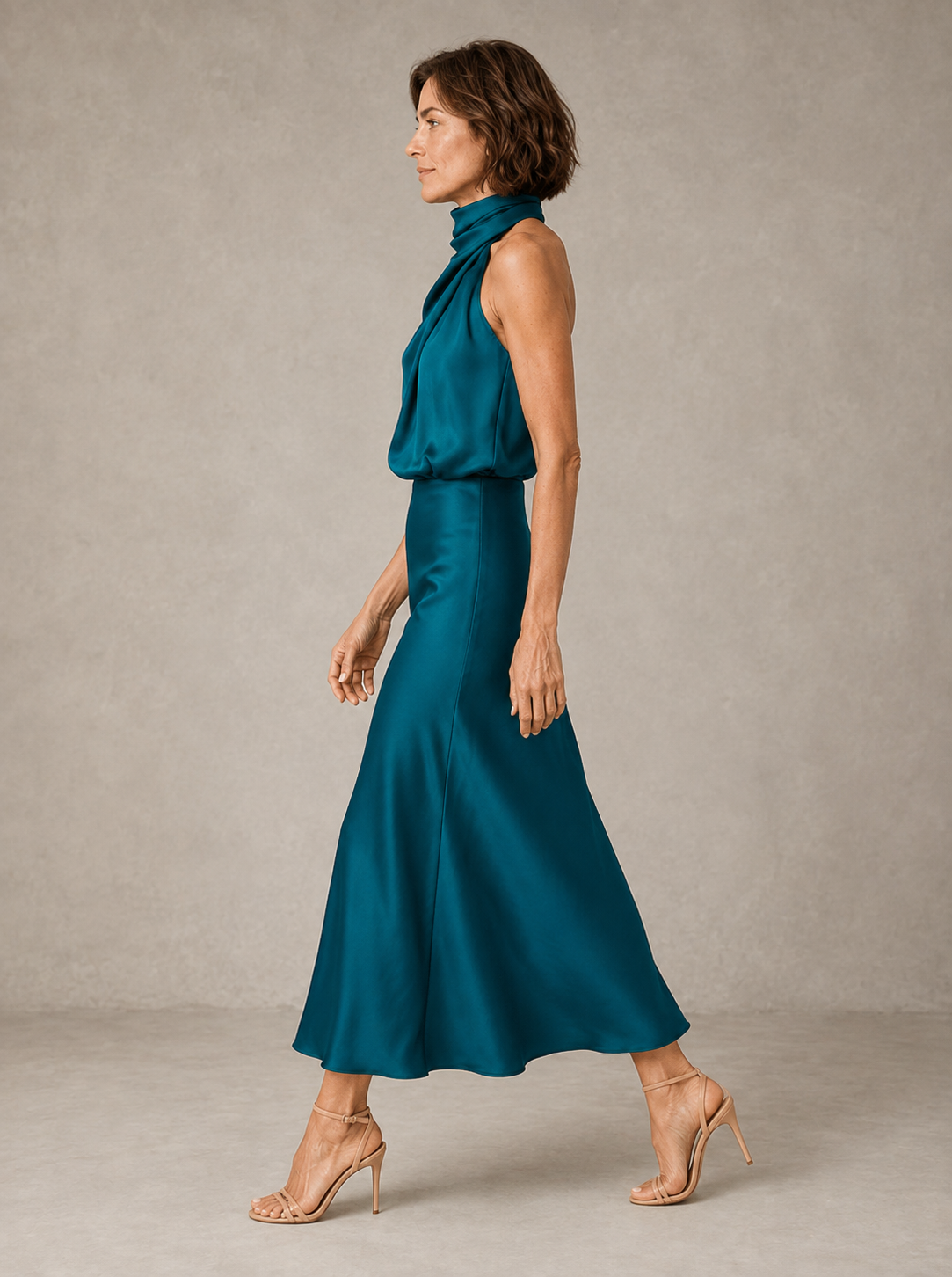 Felicia | Fluid Cowl Halter Dress