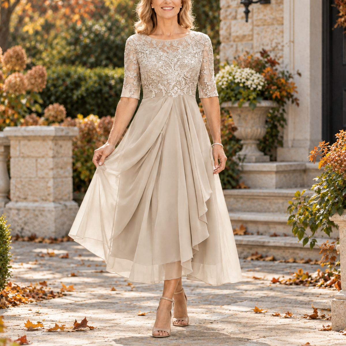 Abella | Lace and Chiffon Dress
