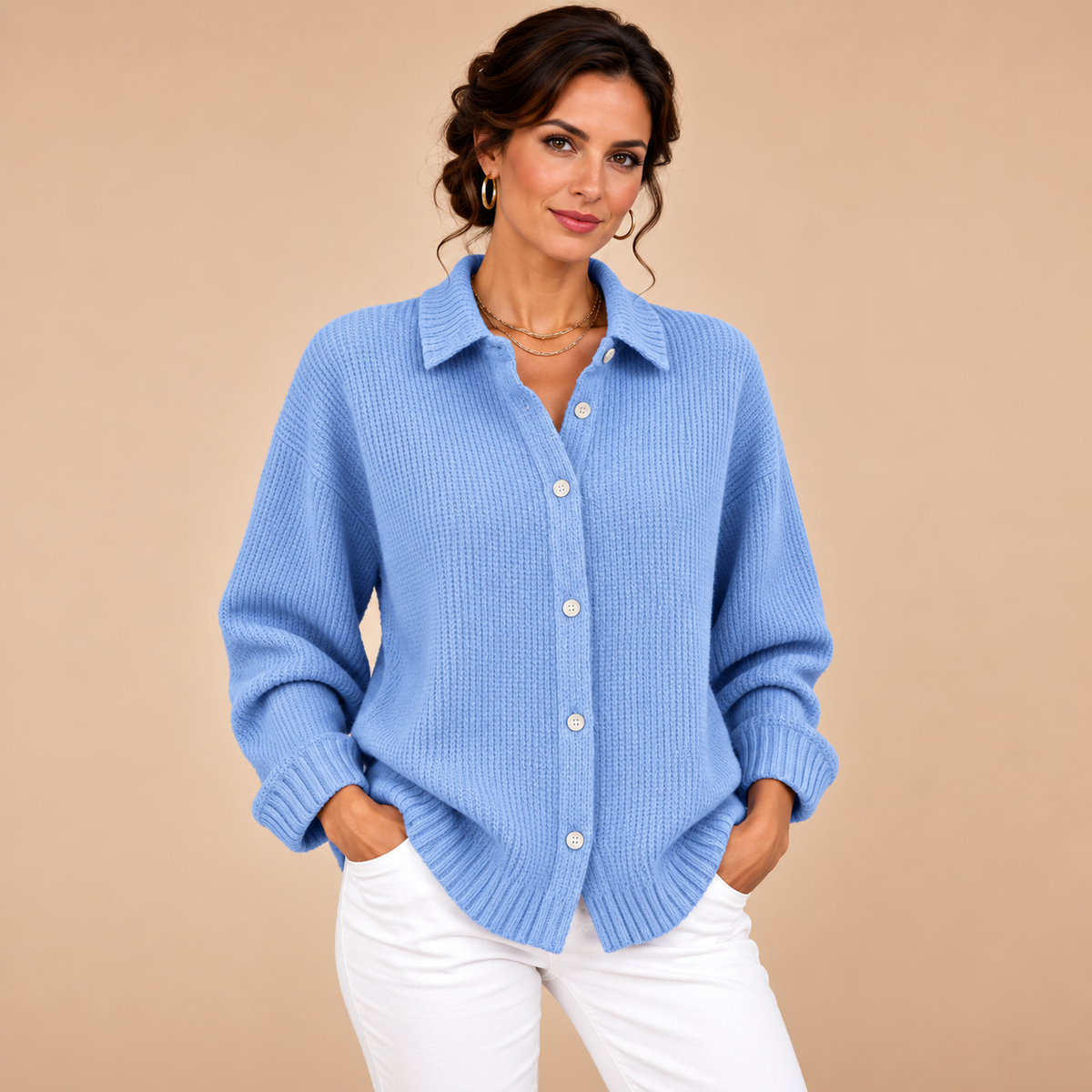 Textured Knit Button Cardigan