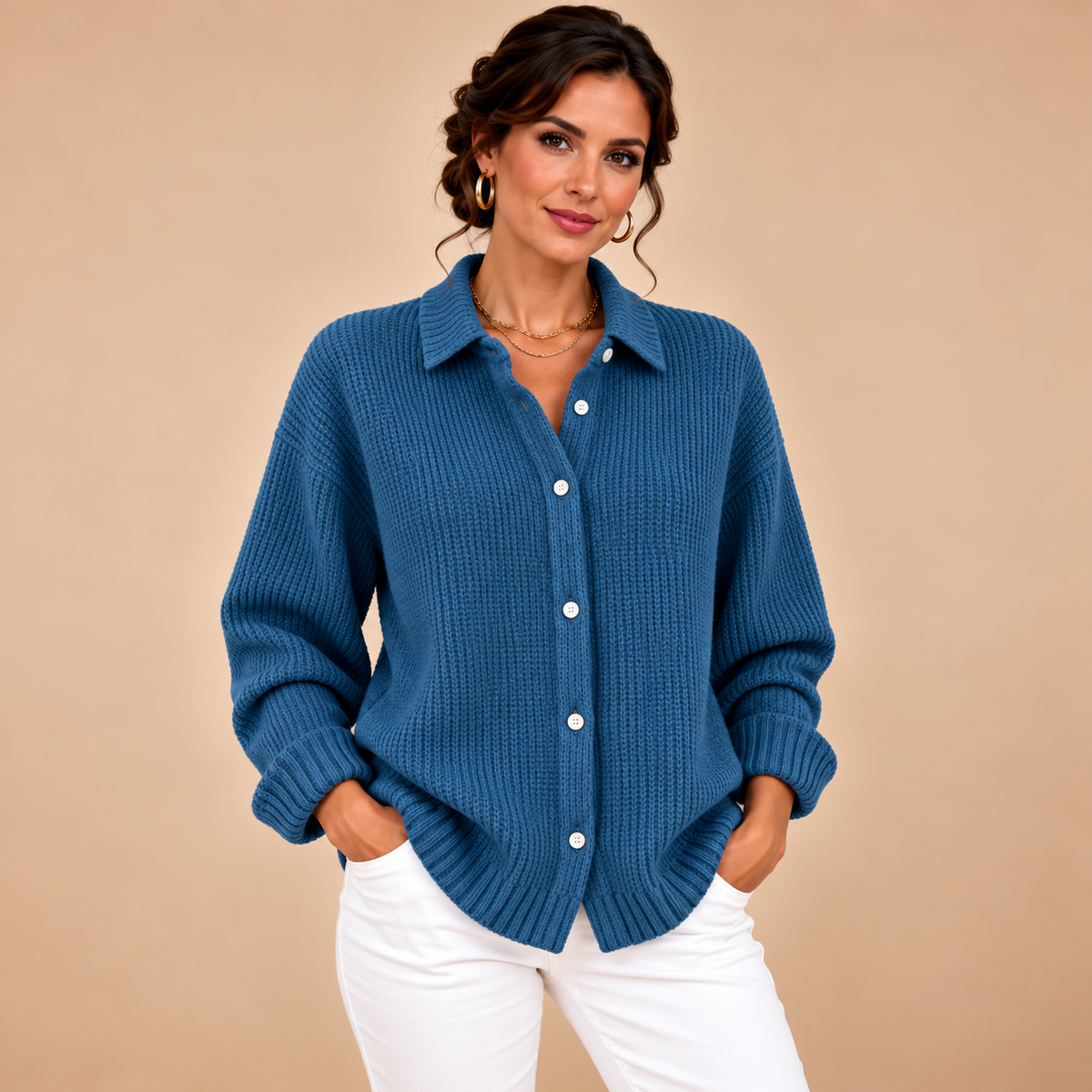 Textured Knit Button Cardigan