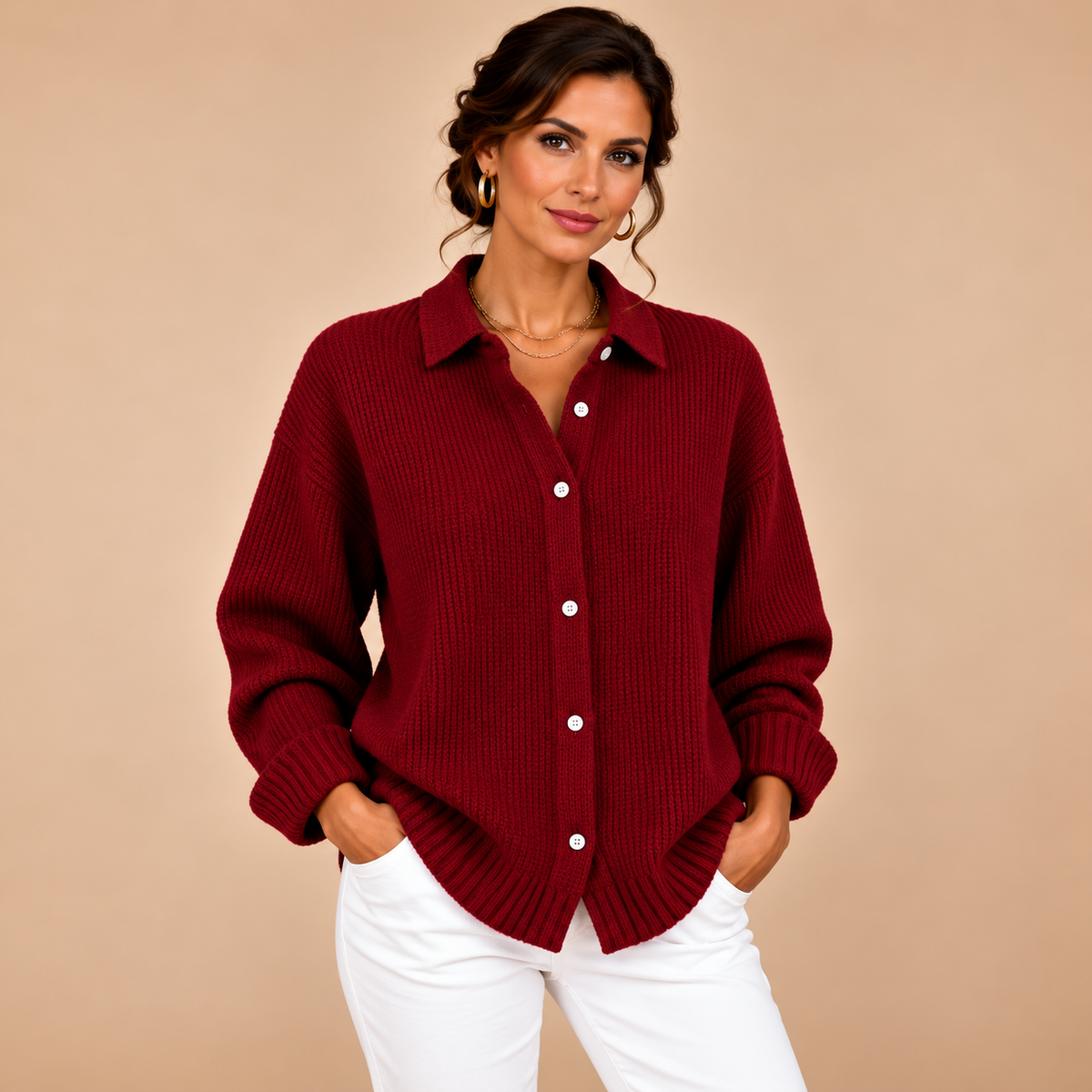 Textured Knit Button Cardigan