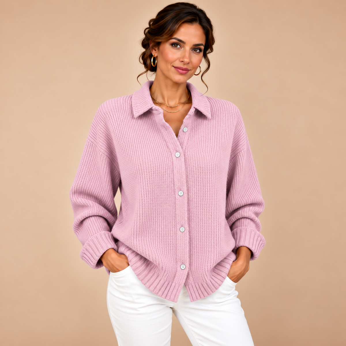 Textured Knit Button Cardigan