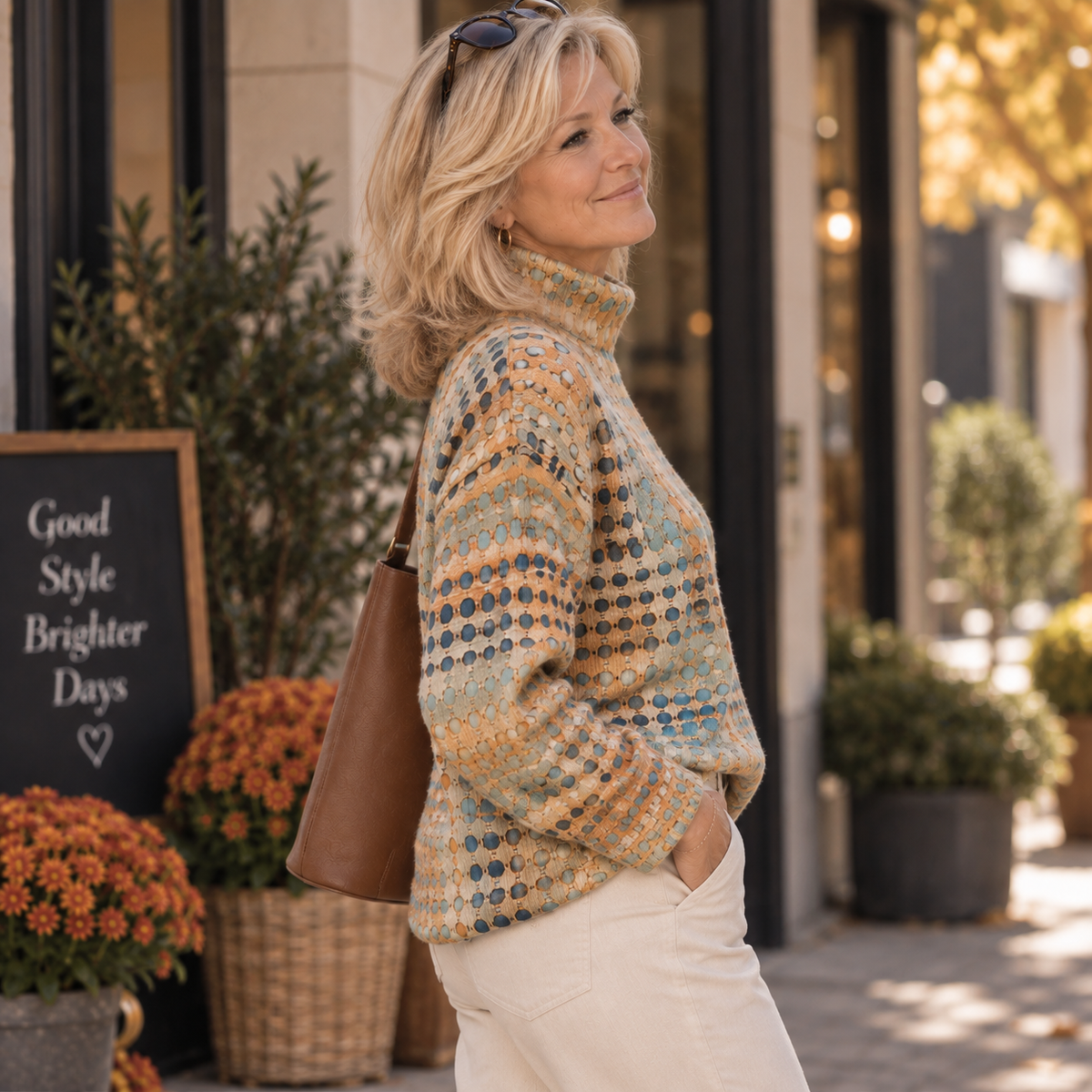 Bryndle™ | Autumn Grid Turtleneck
