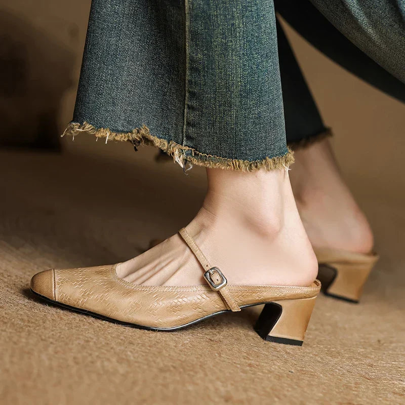 Becky Genuine Leather Mules