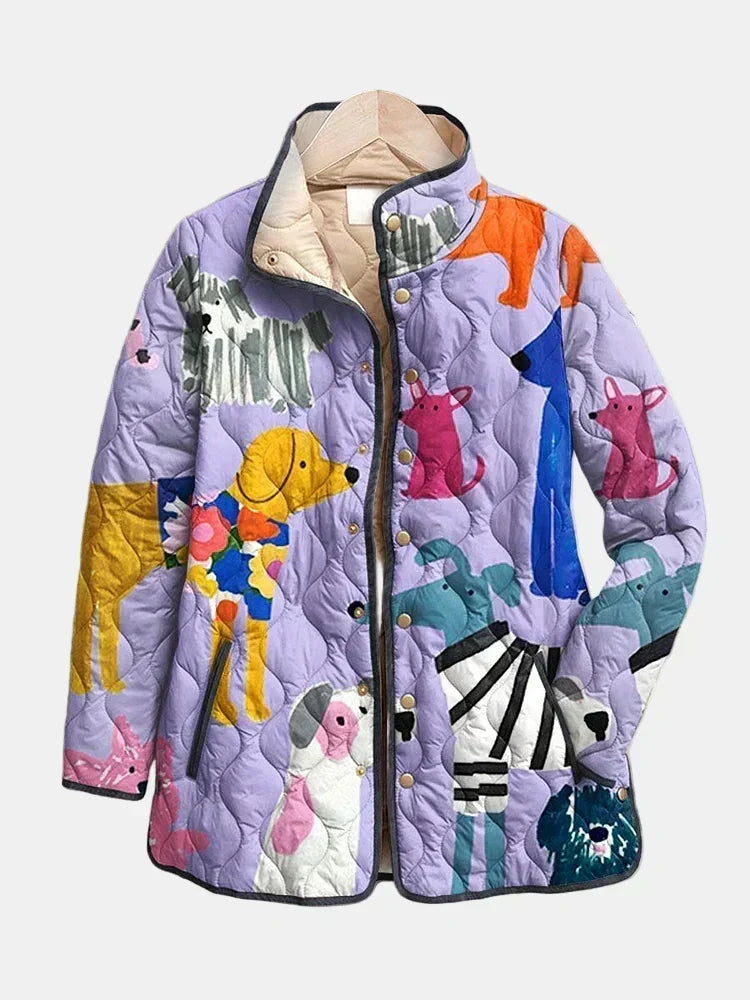 Tabitha - Quilted Dog Print Jacket