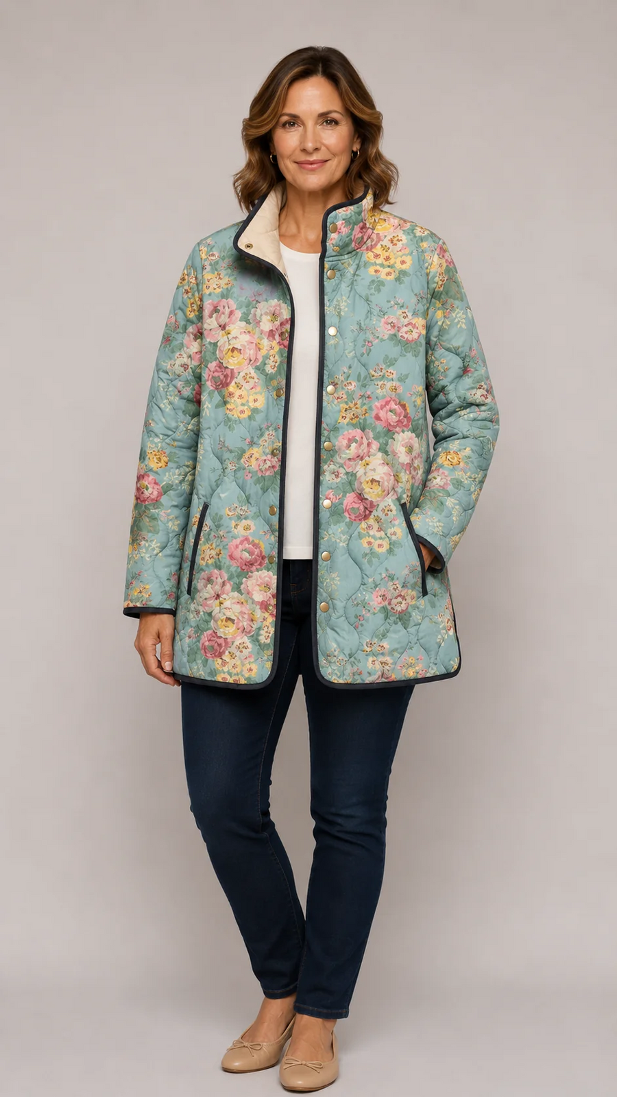 Rosamund - Quilted Floral Print Jacket