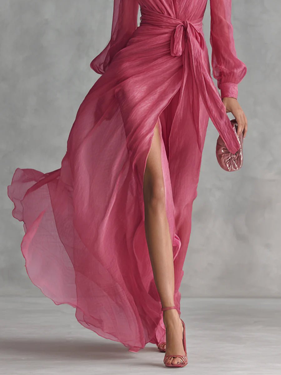 Juliette™ | Elegant Chiffon V-Neck Waistband Long Dress