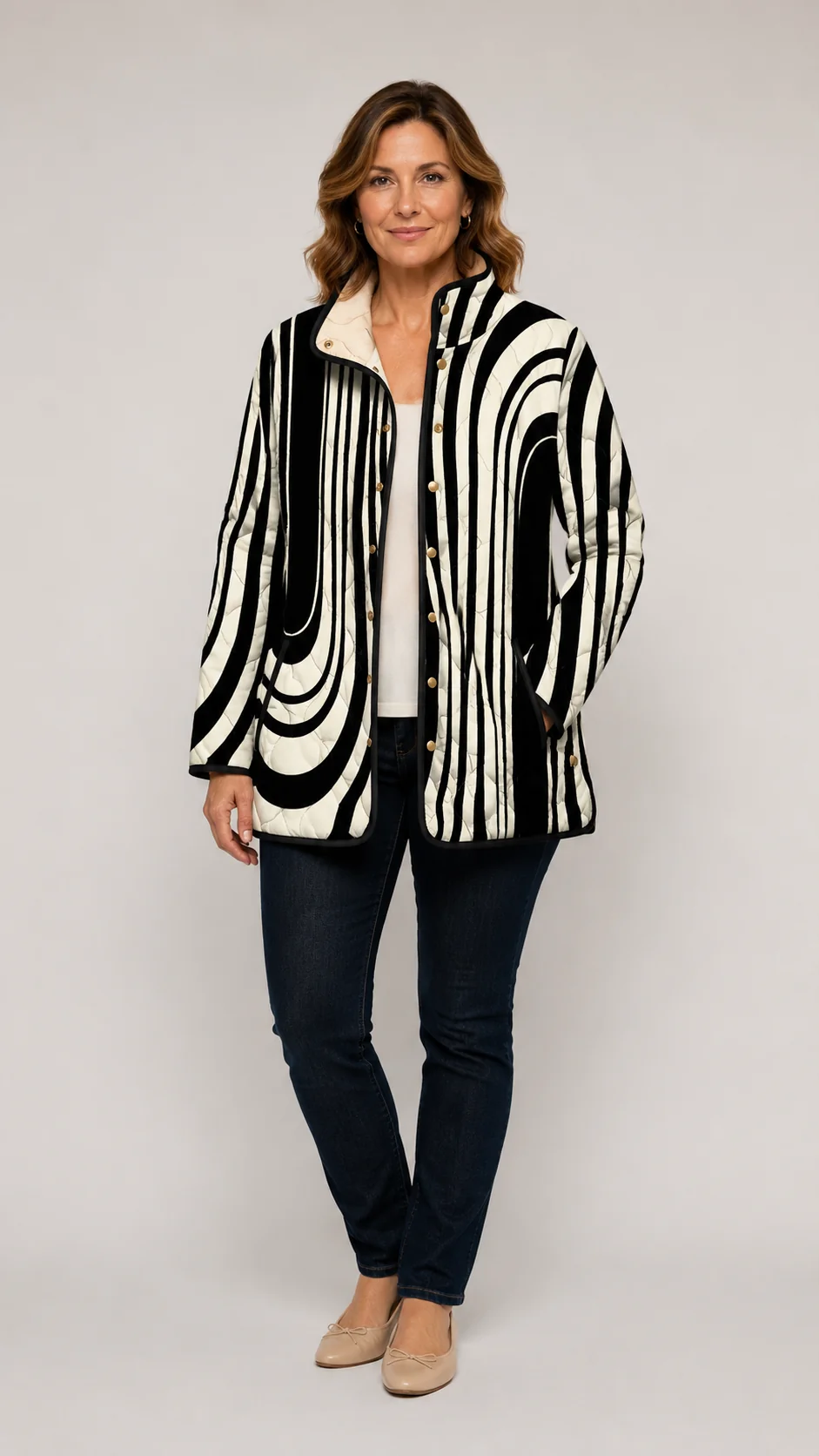 Cordelia - Quilted Geometric Print Jacket